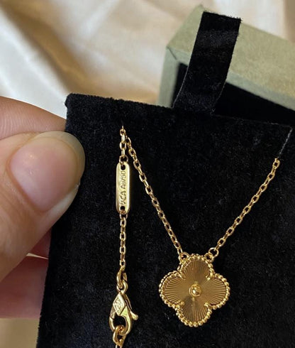 Gold fill clover necklace four leaf 18k Gold Plated 925 Sterling (w8 vc stamp) Gift