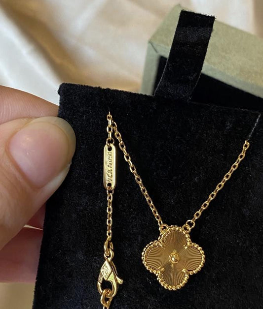 Gold fill clover necklace four leaf 18k Gold Plated 925 Sterling (w8 vc stamp) Gift