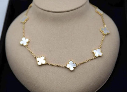 10 motif white natural pearl Clover necklace chain 18k gold plated 925 silver (with vc stamp)#clover Gift