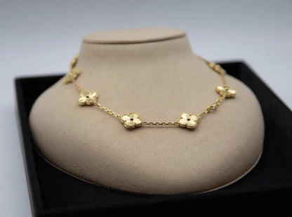 10 motif Gold fill Clover necklace chain 18k gold plated 925 silver (with vc stamp)