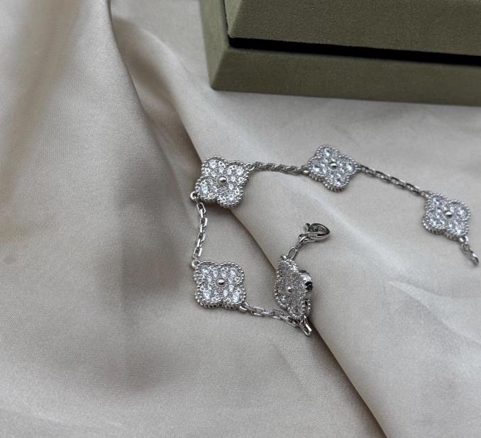 Silver Diamond Clover bracele plated 18k gold plated silver #clover
