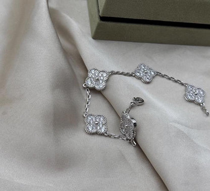 Silver Diamond Clover bracele plated 18k gold plated silver #clover