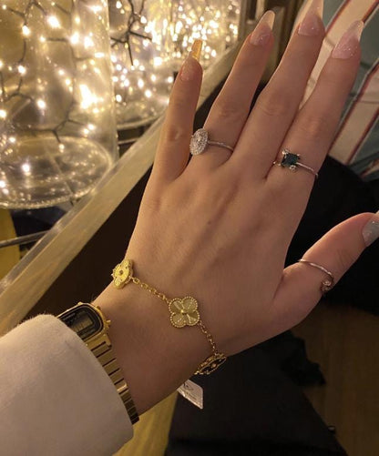 18k Gold Clover Bracelet: 18k Gold Plate sterling silver, 15mm motif size #clover Gift