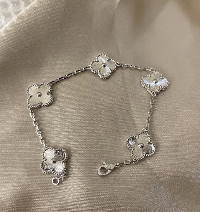 Silver fill Clover Bracelet 925 silver plated white gold #clover