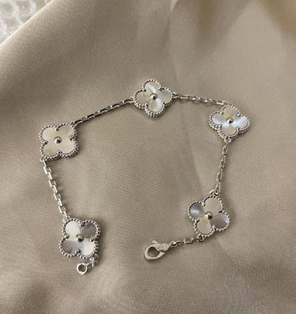 Silver fill Clover Bracelet 925 silver plated white gold #clover