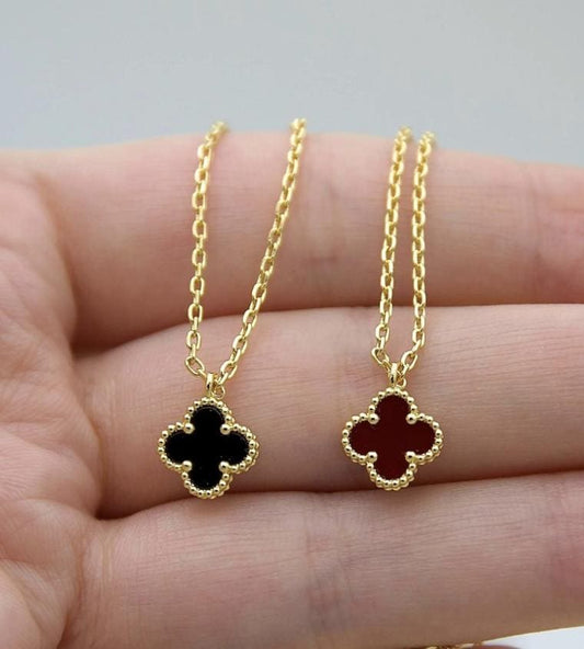 18k Gold Plated 925 Sterling 9.5 mm sweet mini Clover necklace four leaf (w8 vc stamp) #clover Gift