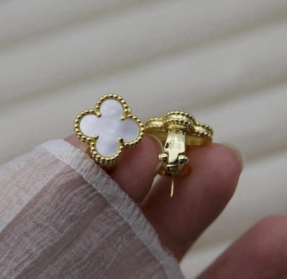 Luxury Clover earrings Mother of Pearl four leaf 18k Gold Plated 925 Sterling (w8 stamp) #clover Gift