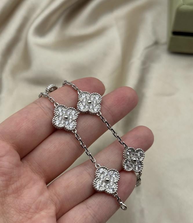 Silver Diamond Clover bracele plated 18k gold plated silver #clover