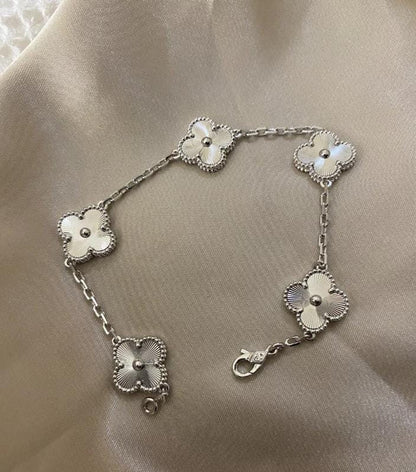 Silver fill Clover Bracelet 925 silver plated white gold #clover