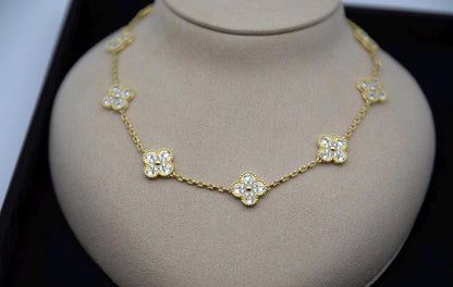 10 motif Silver Diamond Clover necklace chain 18k gold plated 925 silver (with vc stamp) #clover Gift