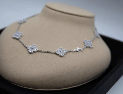10 motif Gold Diamond Clover necklace chain 18k gold plated 925 silver (with vc stamp)