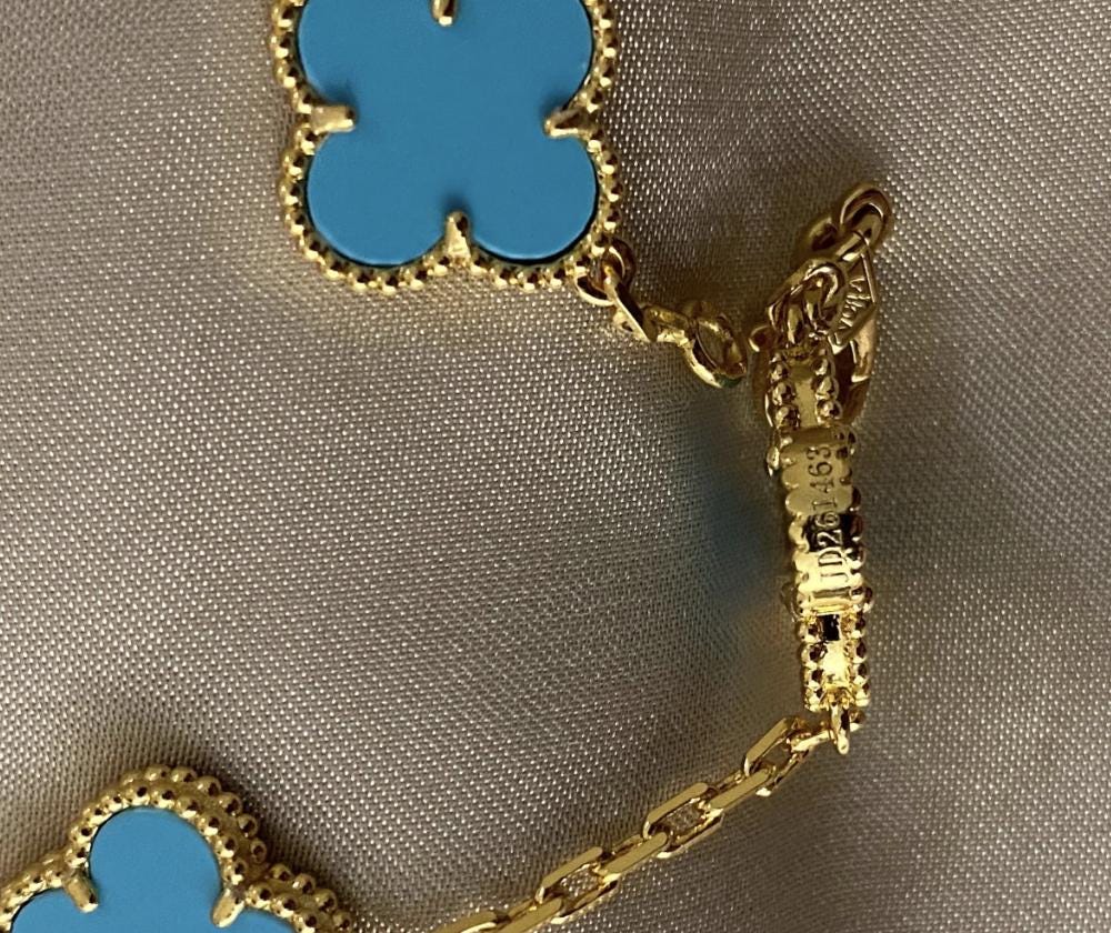 Turquoise 15mm clover bracelet 925 silver 18k gold plating (w8 stamp) #clover Gift